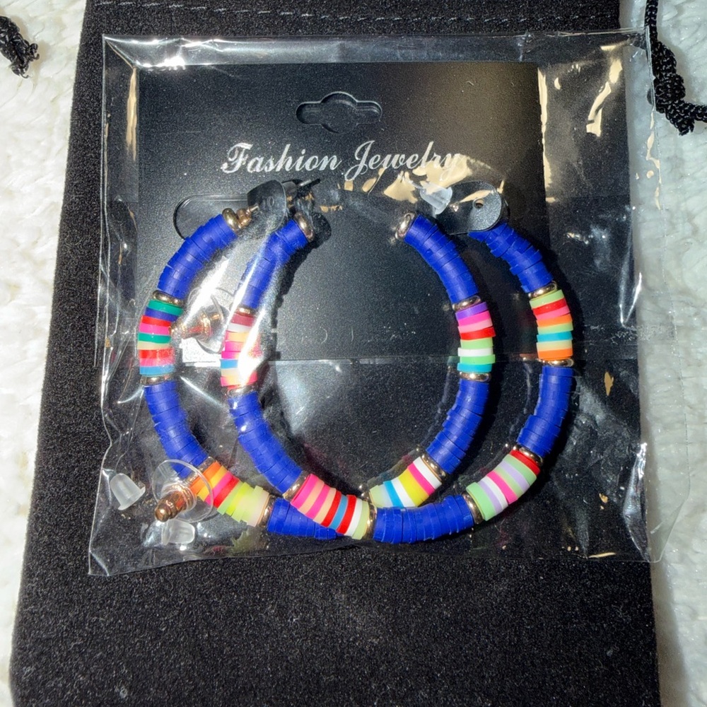 NEW NWT Colorful Beaded Hoop Earrings. MUST BE BUNDLED